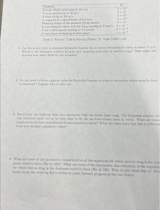Solved 3 Reynolds Number In the previous section, you looked | Chegg.com