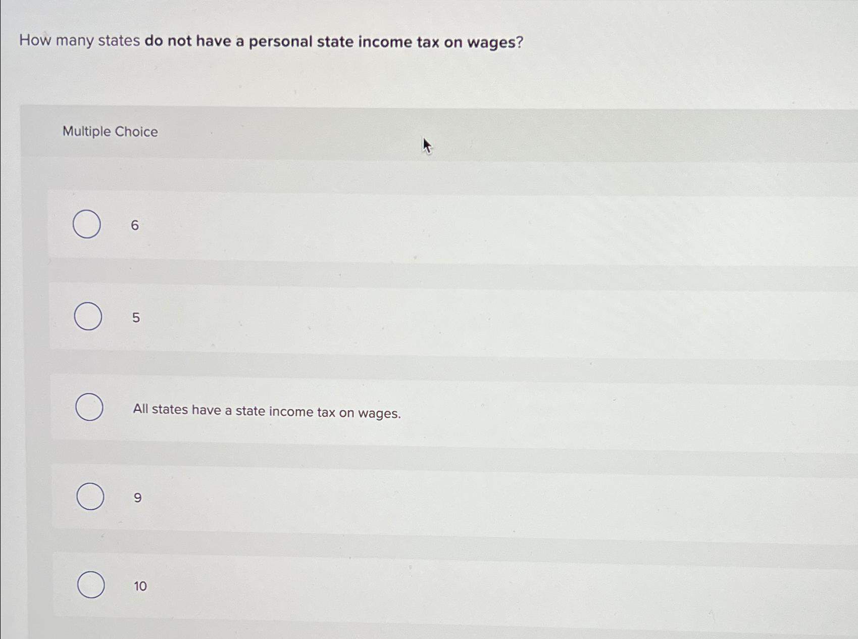Solved How many states do not have a personal state income | Chegg.com