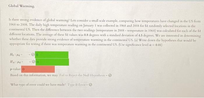 Solved Global Warming Is there strong evidence of global | Chegg.com