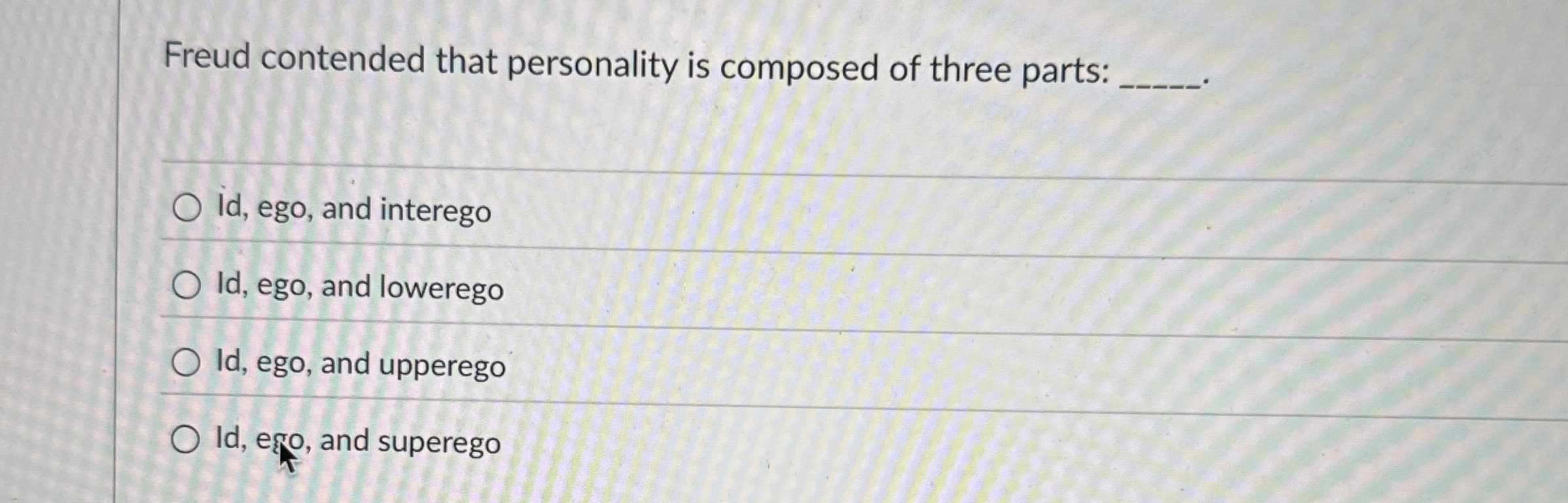 Solved Freud contended that personality is composed of three | Chegg.com