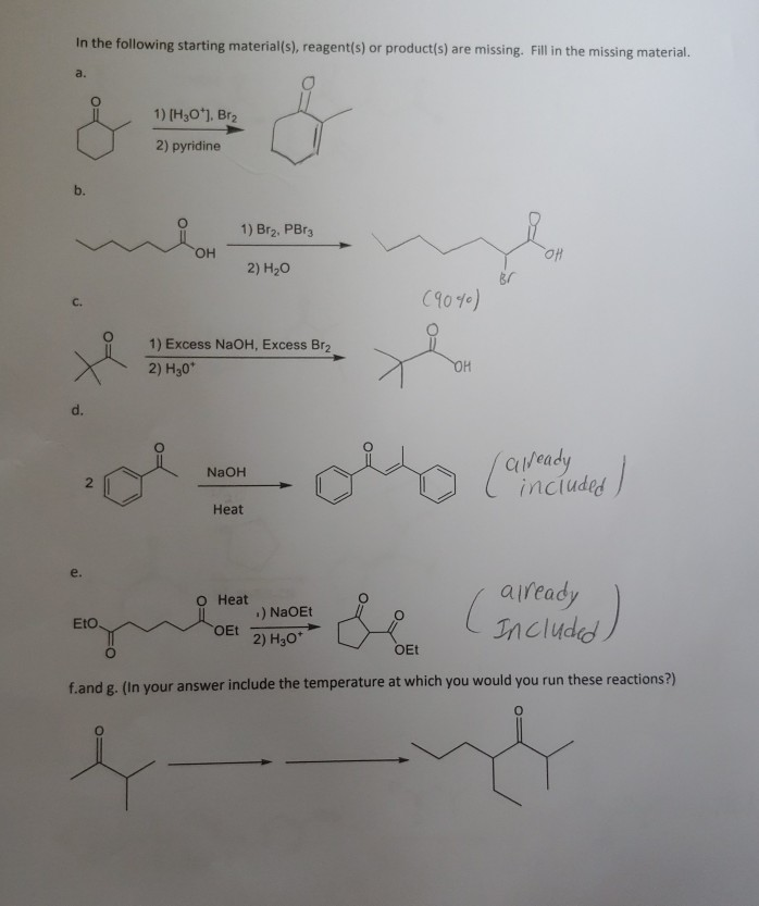 Solved In The Following Starting Material(s), Reagent(s) Or 