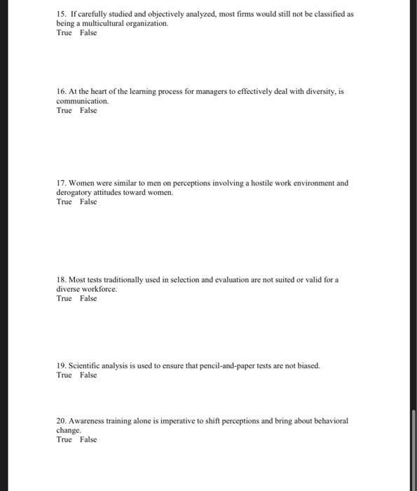 Solved 15. If carefully studied and objectively analyzed, | Chegg.com