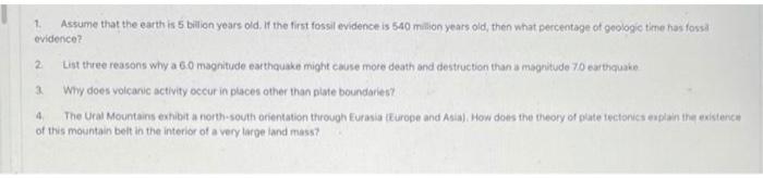 Solved 2 1 Assume that the earth is 5 billion years old. If | Chegg.com