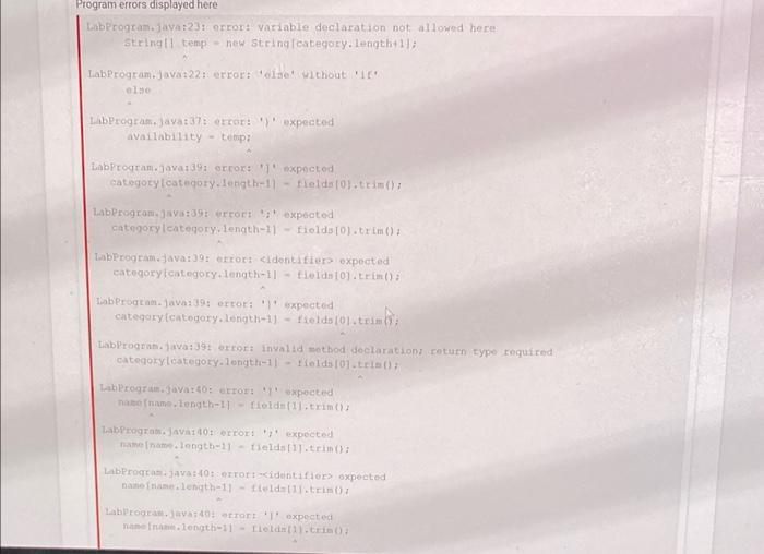 Solved I need help with my java code. I have errors that i | Chegg.com