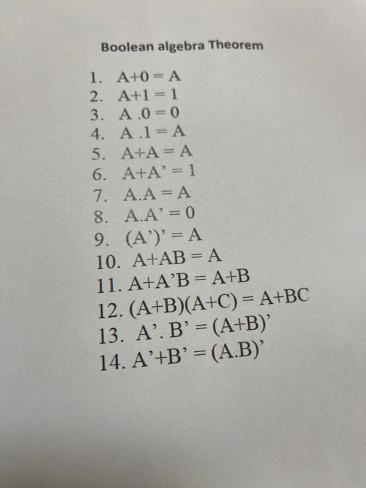 Solved on AB + AB + C) + B(B + C). Boolean algebra Theorem | Chegg.com
