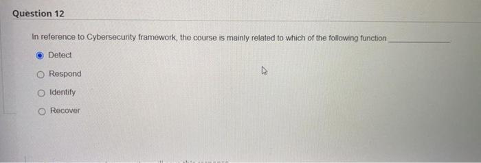 In reference to Cybersecurity framework, the course | Chegg.com