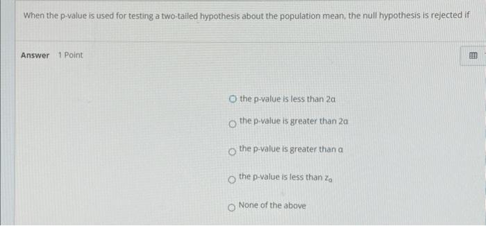 p value for two tailed hypothesis testing