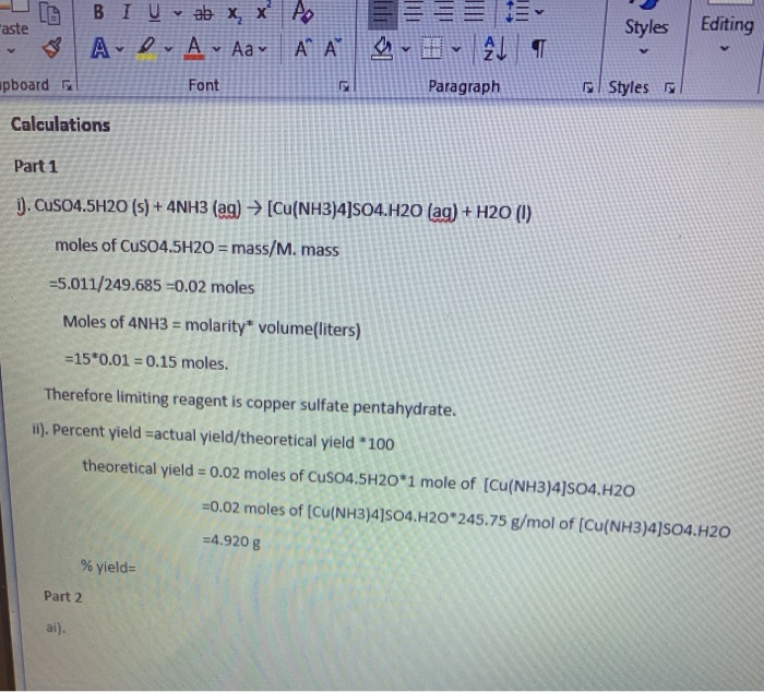 Solved GUARANTEED PART III Titrimetric Analysis of the