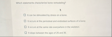 Solved Which statements characterize bone remodeling?It can | Chegg.com
