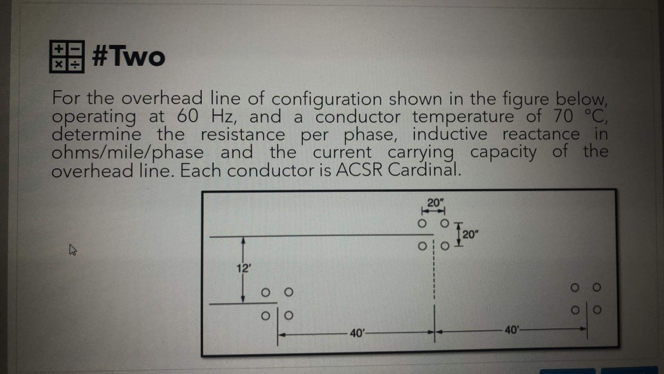 Solved Two X For the overhead line of configuration shown