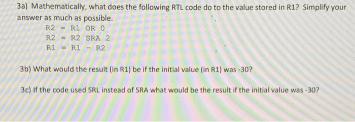 Solved 3a) Mathematically, What Does The Following RTL Code | Chegg.com