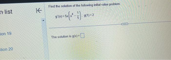 Solved Find the solution of the following initial value | Chegg.com