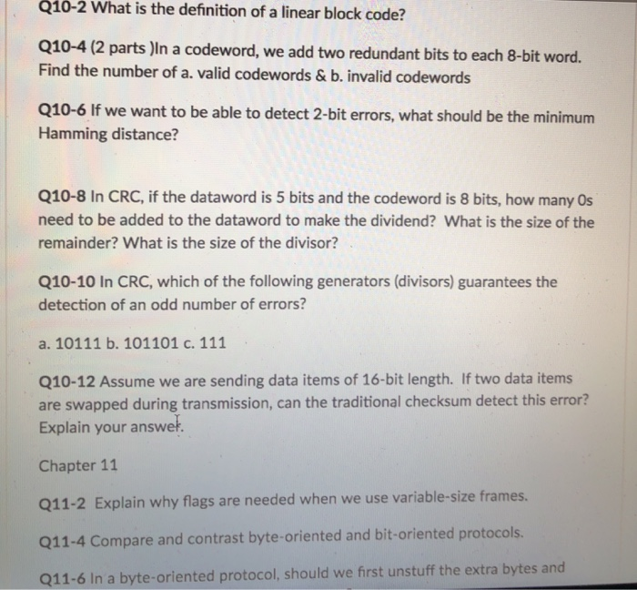 Solved Q102 What is the definition of a linear block code?