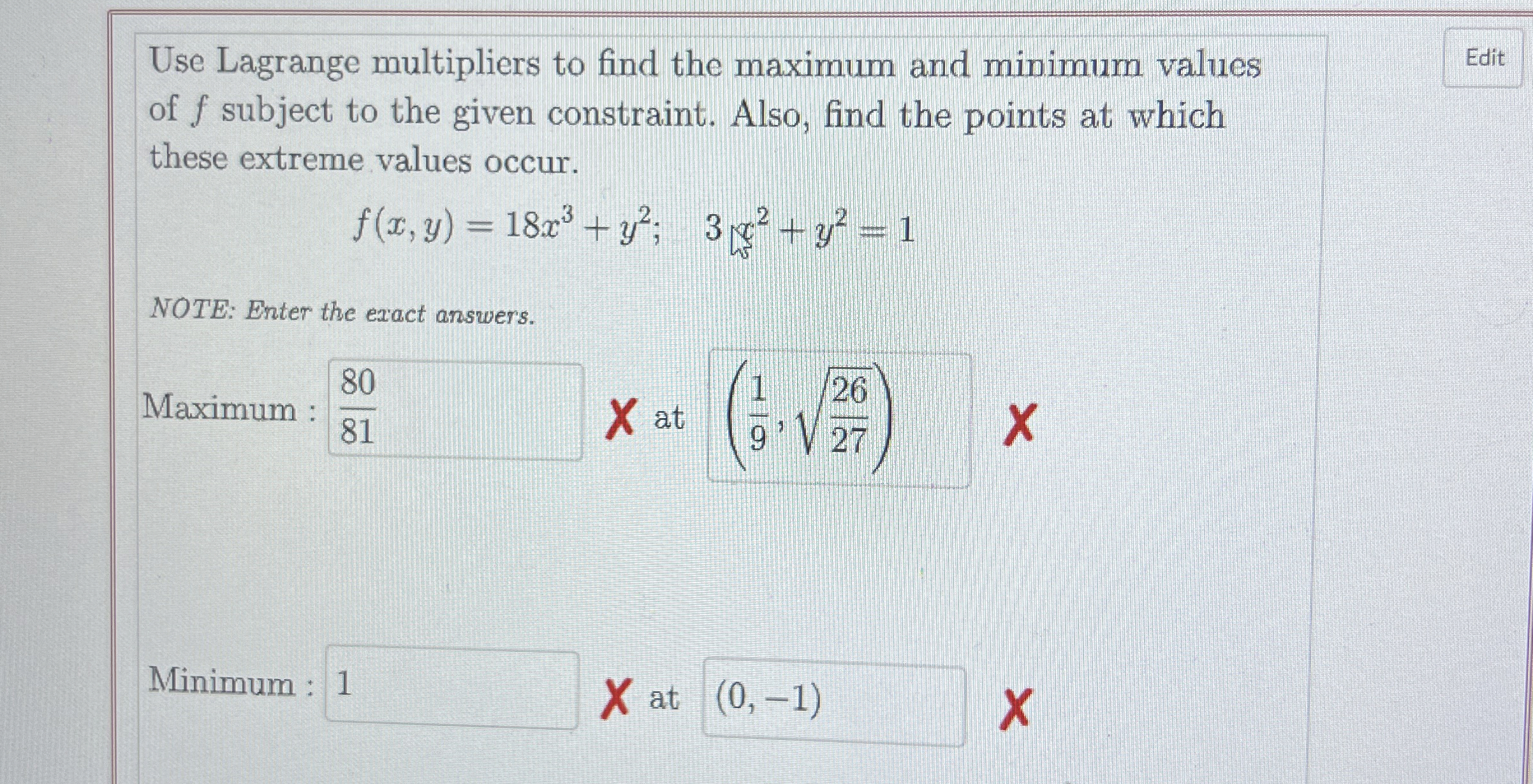 Solved Use Lagrange multipliers to find the maximum and | Chegg.com
