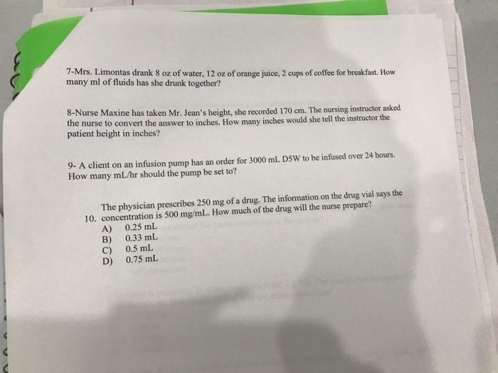 Solved 3. An aerobics instructor says she drinks 1 cup (8