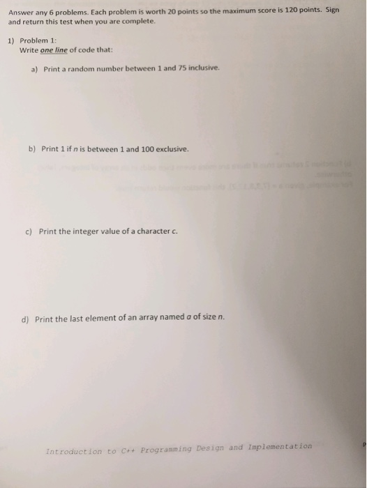 Solved Answer any 6 problems. Each problem is worth 20 | Chegg.com