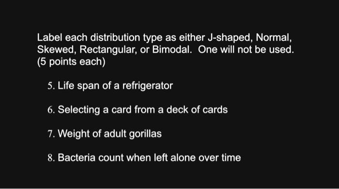 Solved Label each distribution type as either J-shaped, | Chegg.com