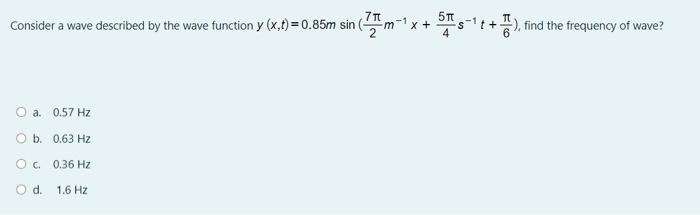 Solved 5T Consider a wave described by the wave function | Chegg.com