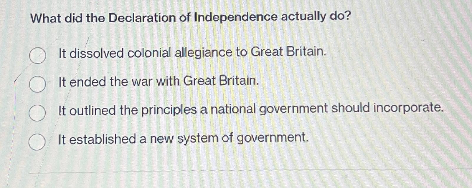 did the declaration of independence end the war with britain
