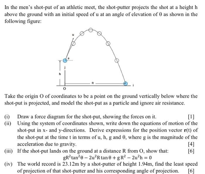 In The Men S Shot Put Of An Athletic Meet The Chegg Com