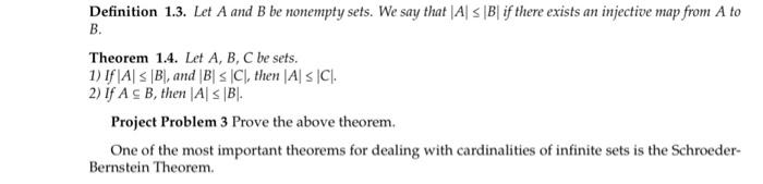 Solved Definition 1.3. Let A And B Be Nonempty Sets. We Say | Chegg.com