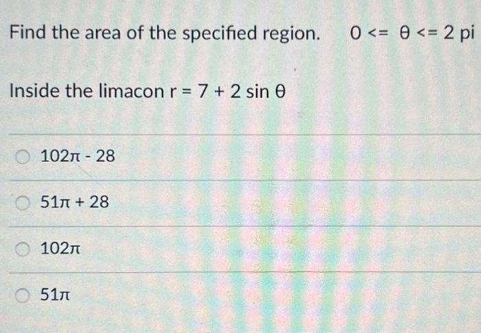 Solved Find the area of the specified region. 0