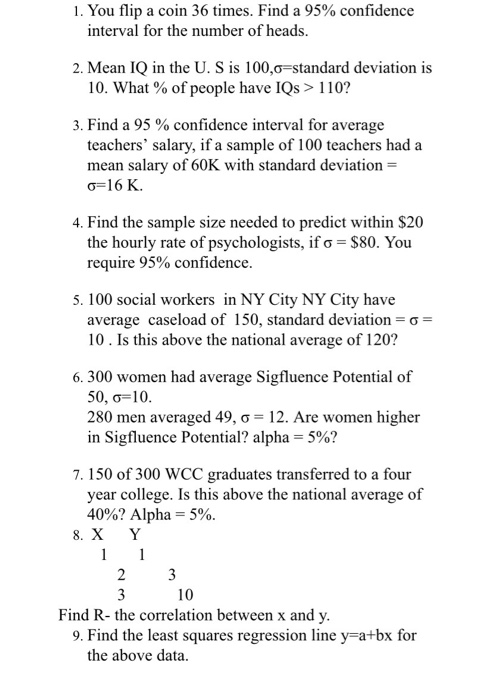 Solved 1 You Flip A Coin 36 Times Find A 95 Confidence Chegg Com