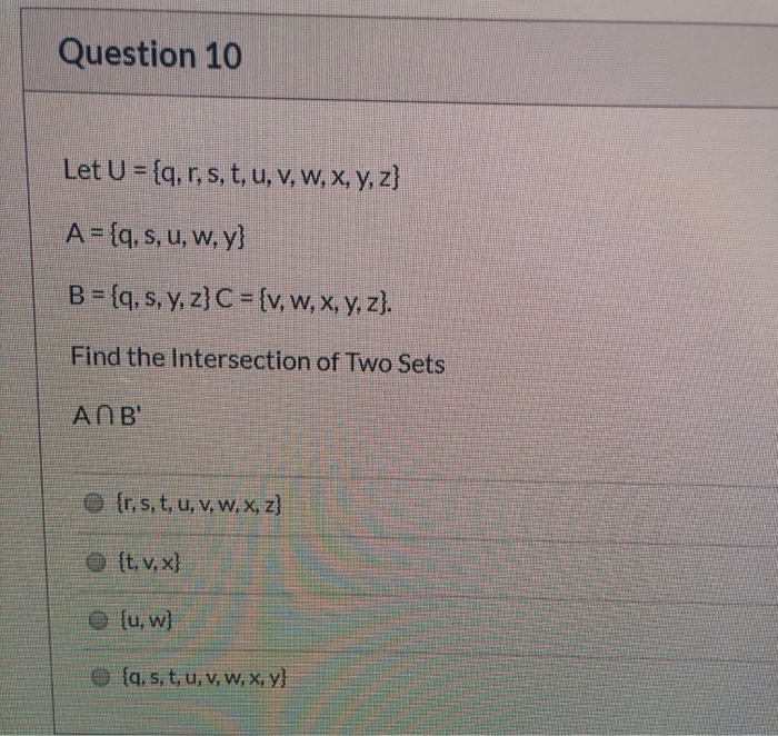 Solved Question 10 Let U Fq R S T U V W X Y Z A Chegg Com