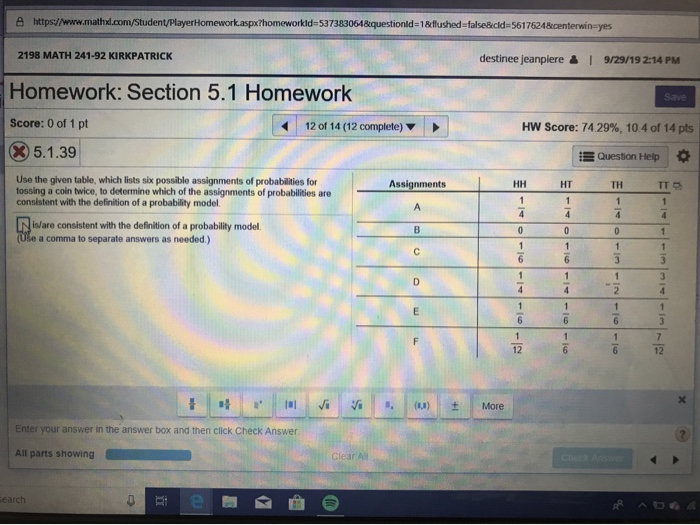 Solved use the given table, which lists six possible | Chegg.com