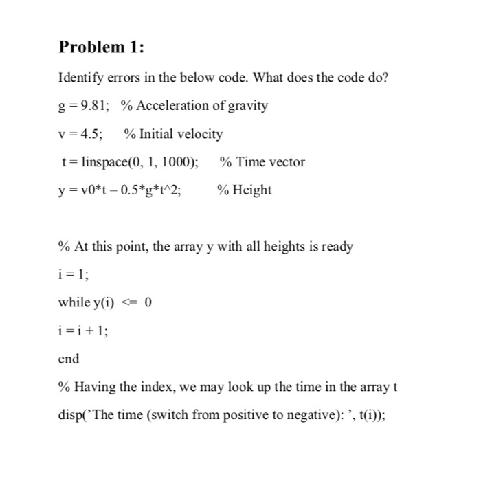 Problem 1: Identify errors in the below code. What | Chegg.com