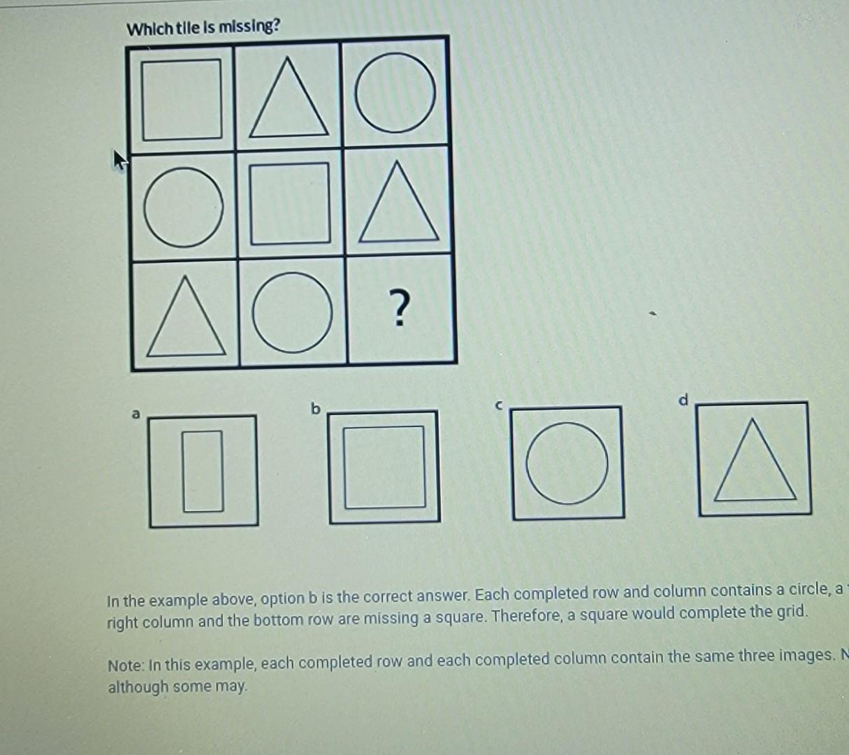 Solved Which Tile Is Missing? ? AO DOA B In The Example | Chegg.com