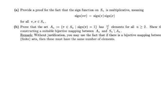 Proved Sign In Math Solved (a) Provide a proof for the fact that the sign | Chegg.com
