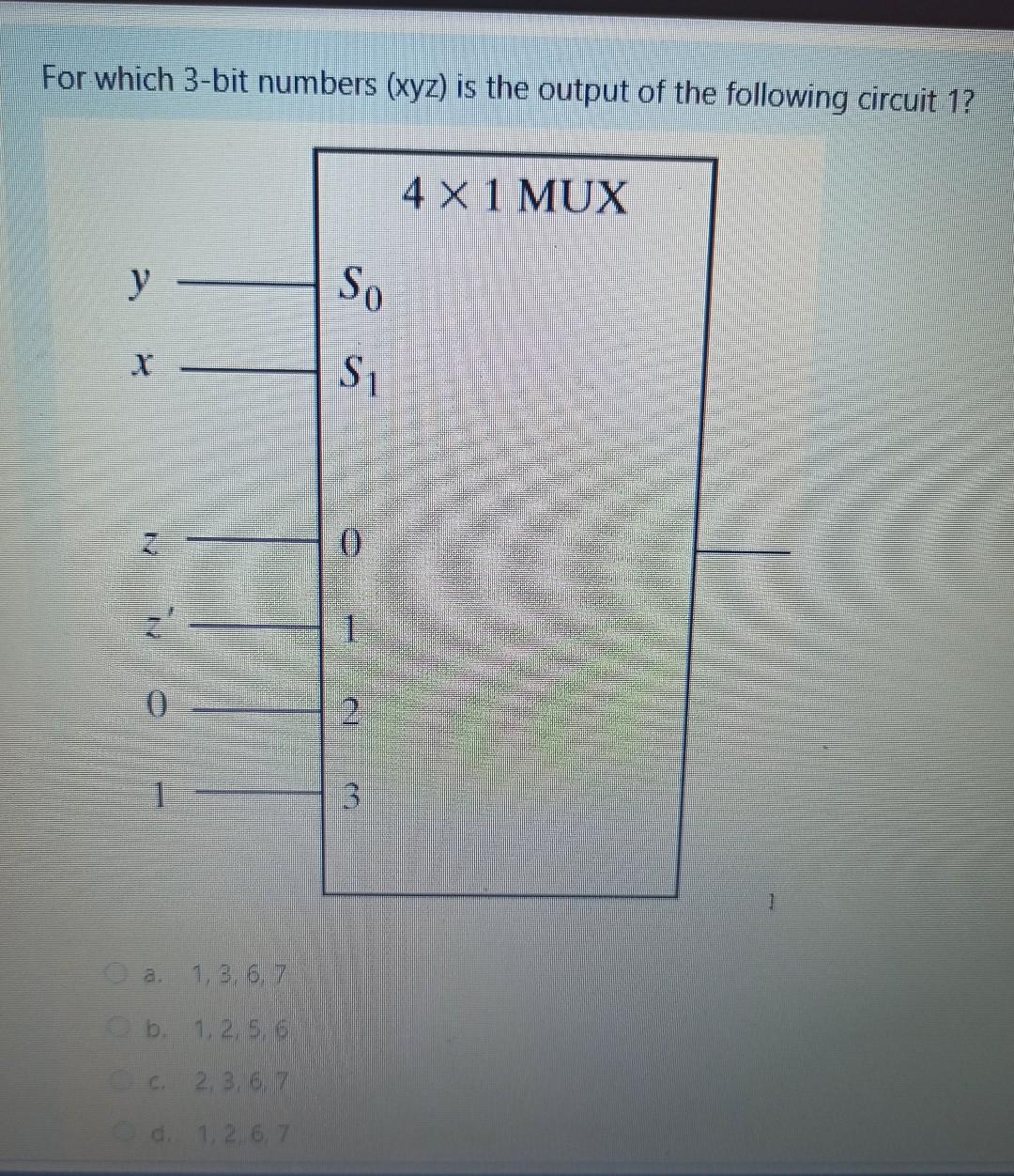 Solved For which 3-bit numbers (xyz) is the output of the | Chegg.com