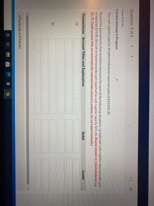 Solved Question 3 of 6 View Policies Current Attempt in