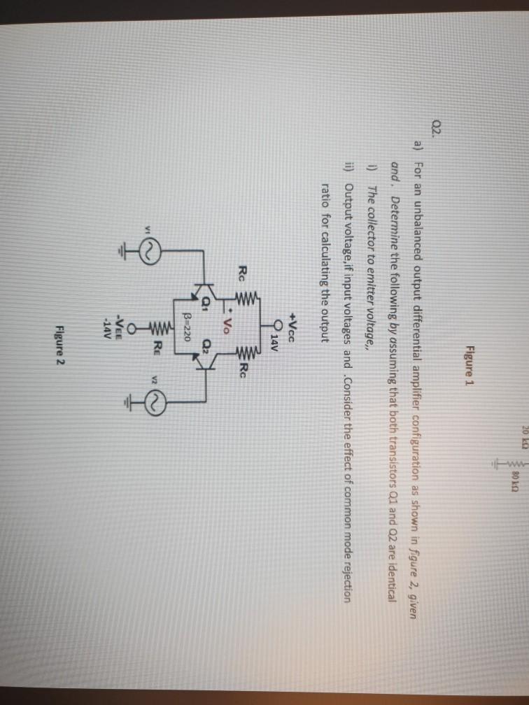 Solved 20 k 80k Figure 1 02 a) for an unbalanced output | Chegg.com