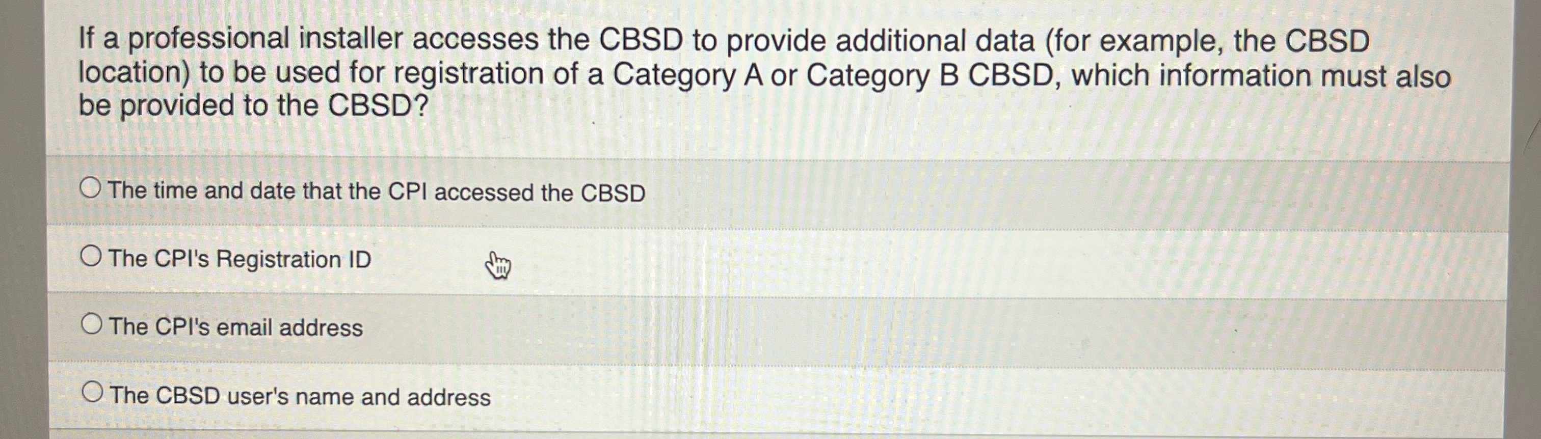 Solved If a professional installer accesses the CBSD to | Chegg.com