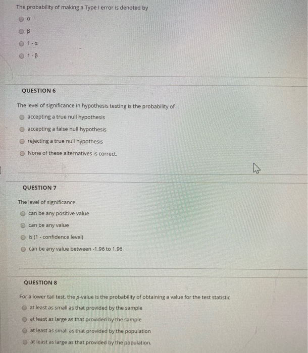 solved-the-probability-of-making-a-type-i-error-is-denoted-chegg