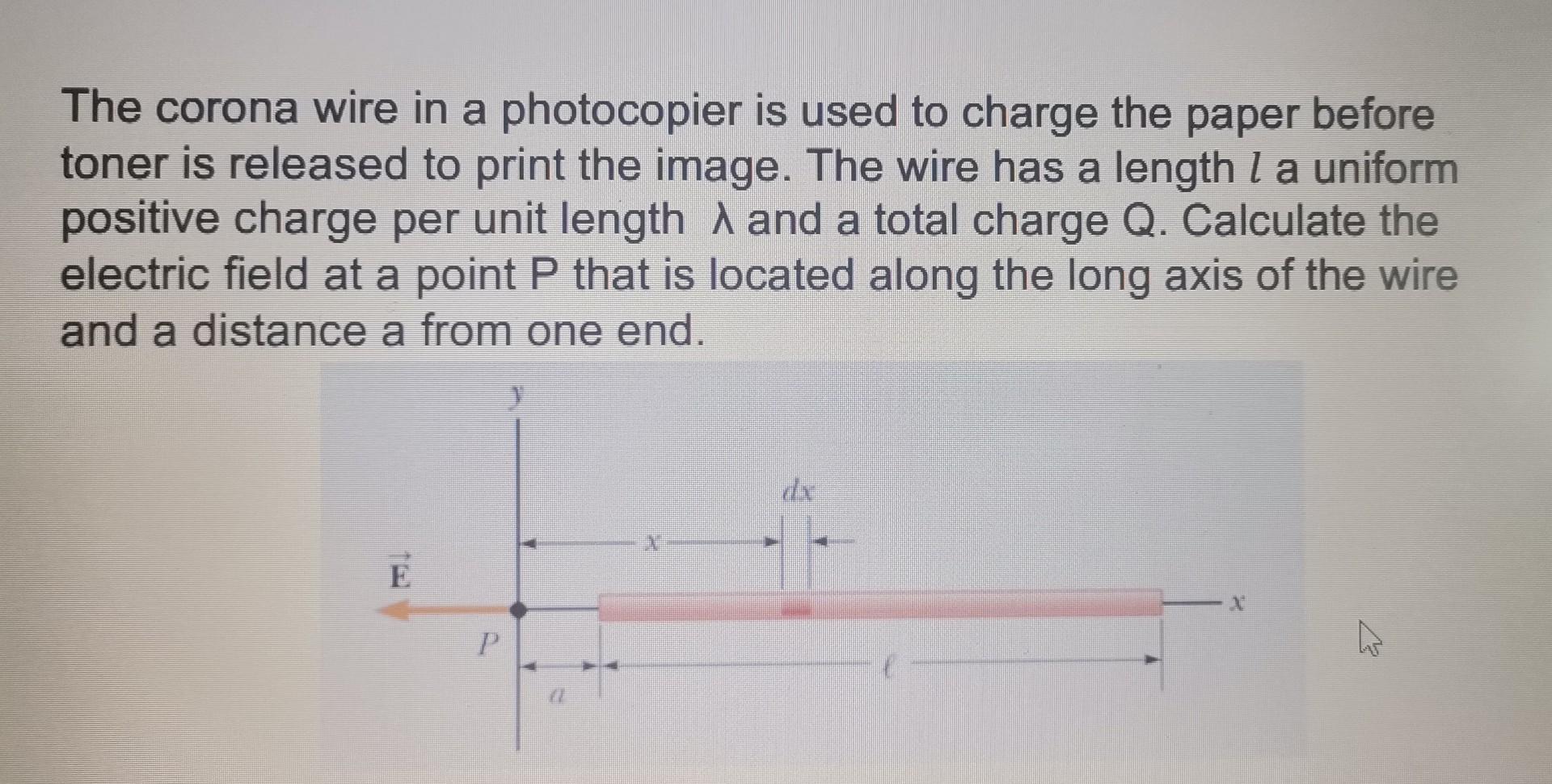 Solved The Corona Wire In A Photocopier Is Used To Charge Chegg