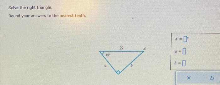 Solved Solve for x in the triangle. Round your answer to the | Chegg.com