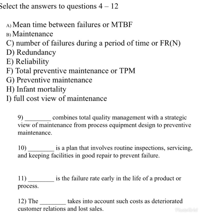 Solved Select The Answers To Questions 4 12 A Mean Time Chegg Com