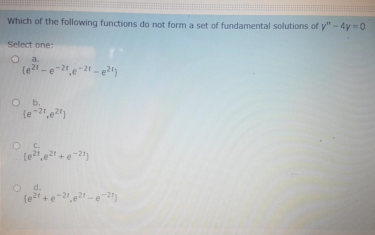 Solved Which of the following functions do not form a set of | Chegg.com
