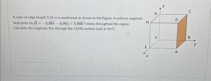 Solved A Cube Of Edge Length 3.18 M Is Positioned As Shown | Chegg.com