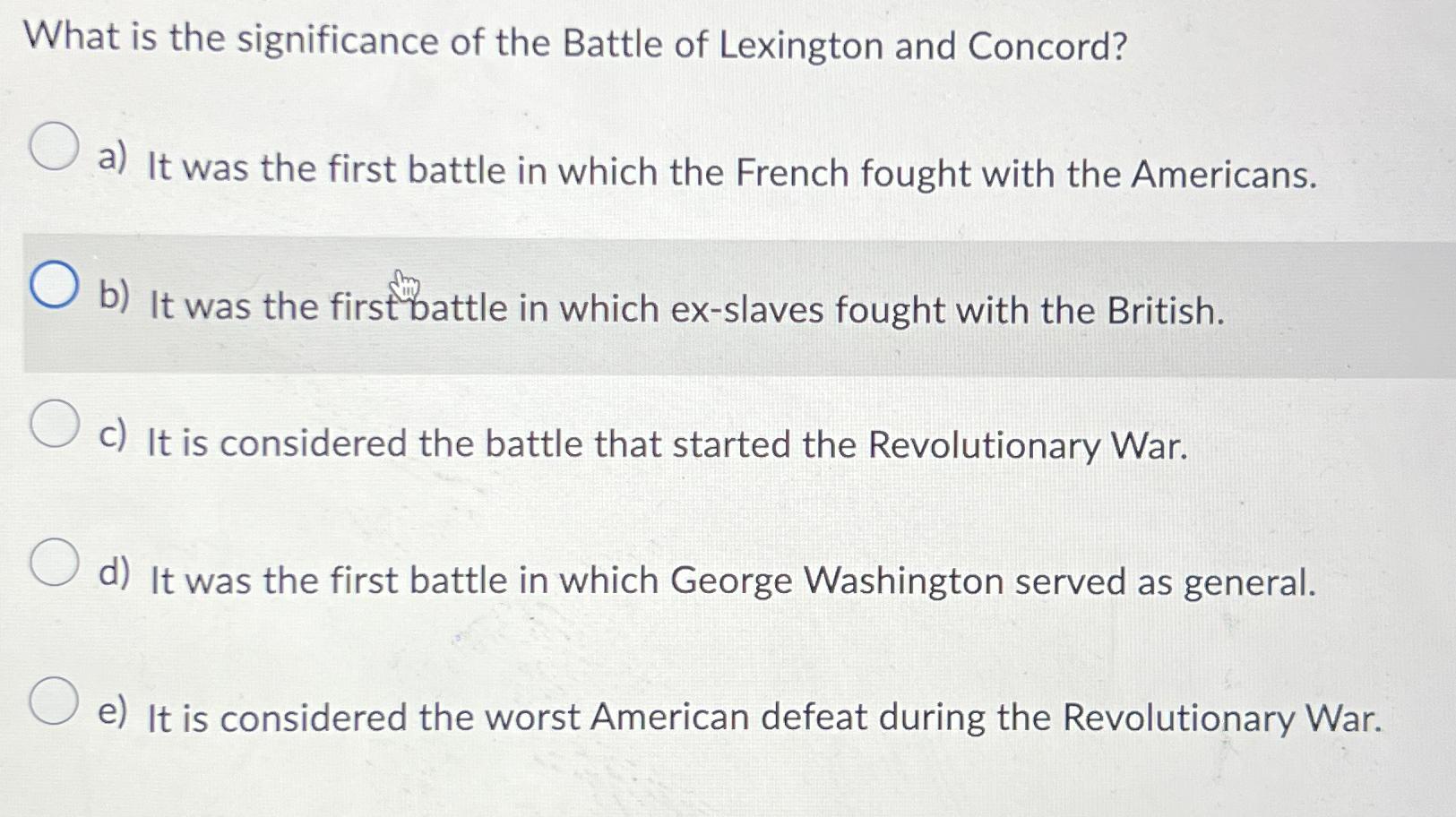 Solved What is the significance of the Battle of Lexington | Chegg.com