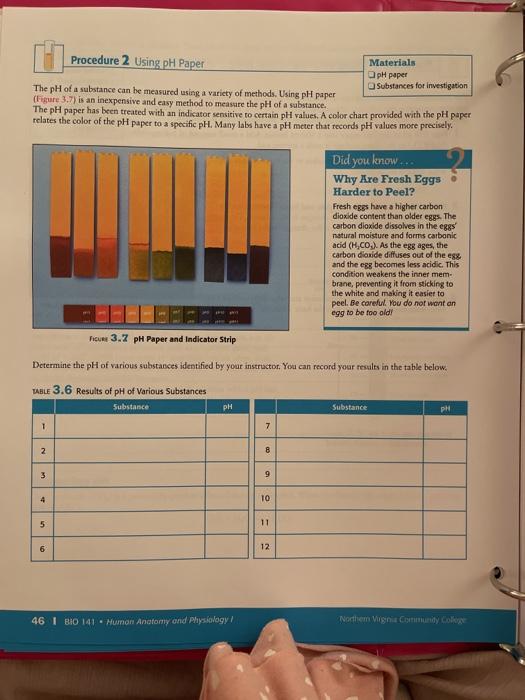 Solved Procedure 2 Using pH Paper Materials pH paper | Chegg.com