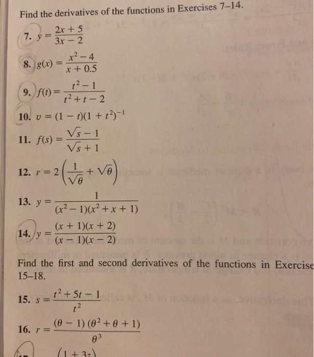 Find The Derivatives Of The Functions In Exercises Chegg Com