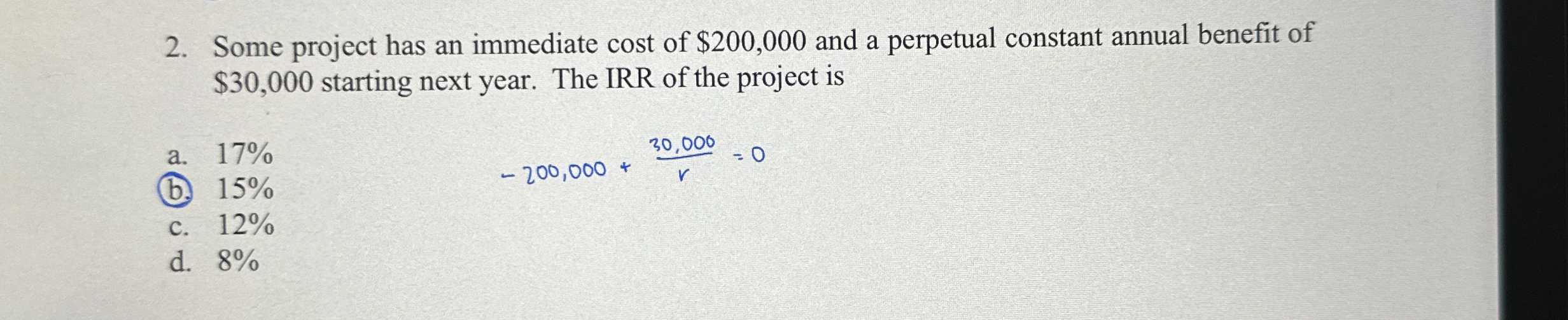 Solved Some project has an immediate cost of $200,000 ﻿and a | Chegg.com