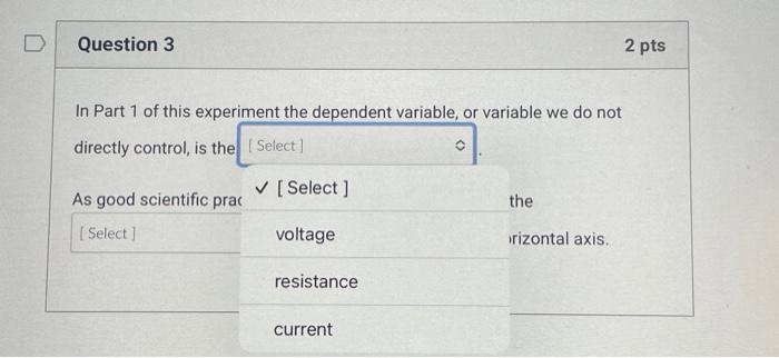 Solved In Part 1 of this experiment the dependent variable, | Chegg.com