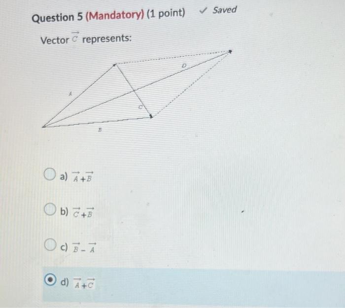 Solved A) A+B B) C+B C) B−A D) A+C | Chegg.com