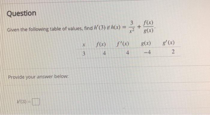 Solved Question 3 Fx Given The Following Table Of 9384