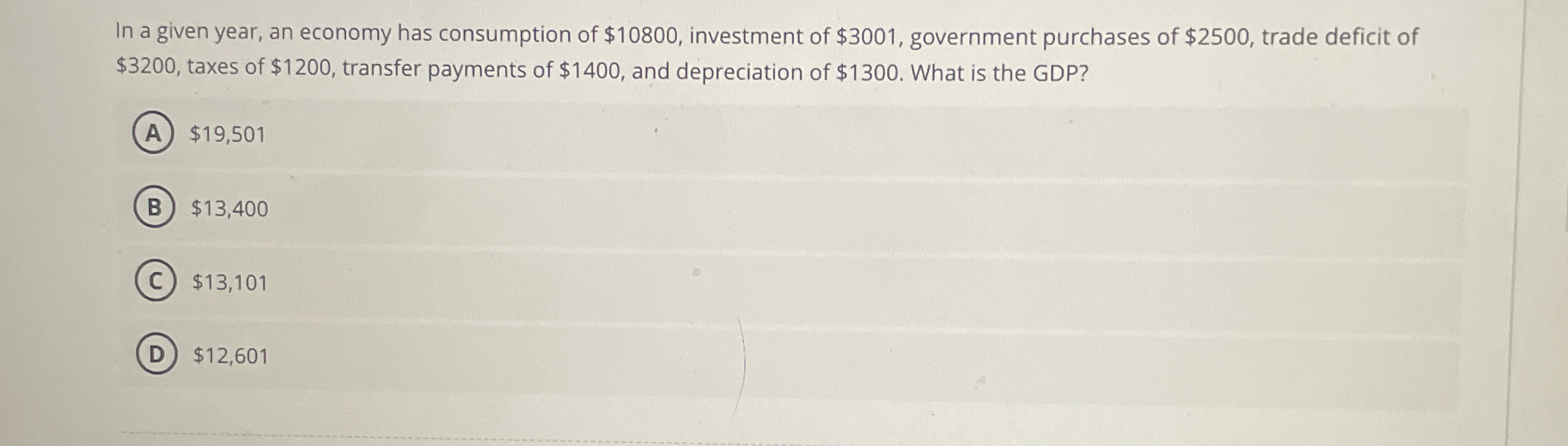 Solved In a given year, an economy has consumption of | Chegg.com